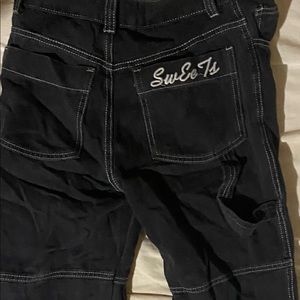 high waisted embroidered denim jeans